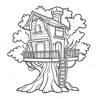 Fantasy Treehouse Coloring Page 12438-10349