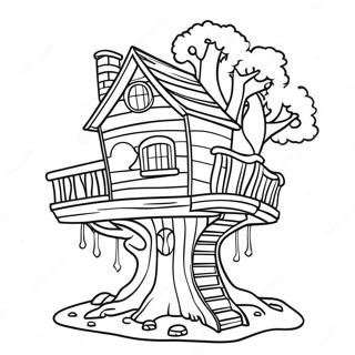 Fantasy Treehouse Coloring Page 12438-10351