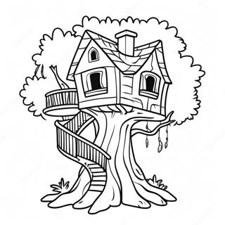 Fantasy Treehouse Coloring Page 12438-10352