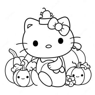 Hello Kitty With Pumpkin Coloring Page 12448-10357