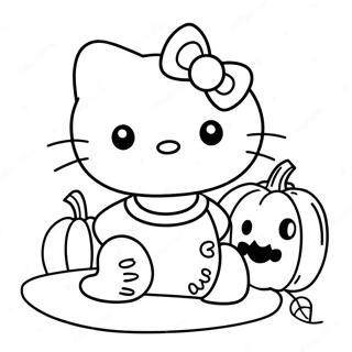 Hello Kitty With Pumpkin Coloring Page 12448-10359