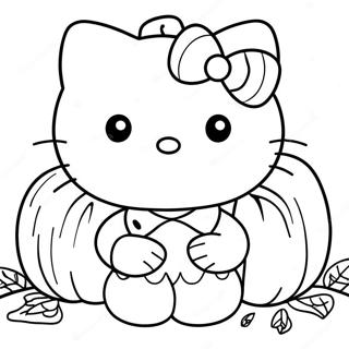 Hello Kitty With Pumpkin Coloring Page 12448-10360