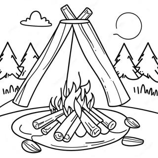 Cozy Campfire Under The Stars Coloring Page 12488-10392