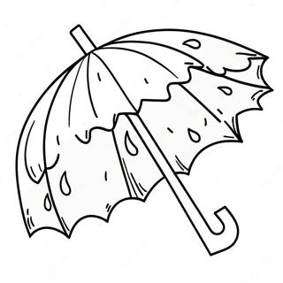 Colorful Umbrella In Rain Coloring Page 12518-10414