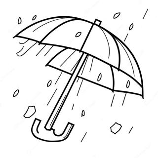 Colorful Umbrella In Rain Coloring Page 12518-10415