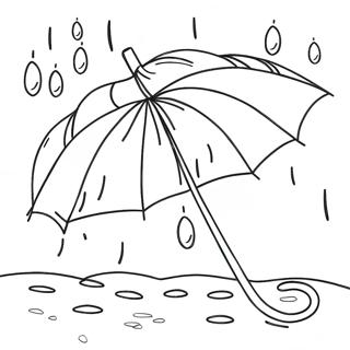 Colorful Umbrella In Rain Coloring Page 12518-10416