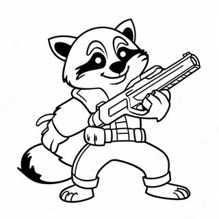 Rocket Raccoon With Laser Gun Coloring Page 1252-1001