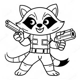 Rocket Raccoon With Laser Gun Coloring Page 1252-1003