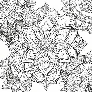 Detailed Grayscale Floral Mandala Coloring Page 12537-10427