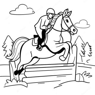 Cross Country Jumping Horse Coloring Page 12547-10436