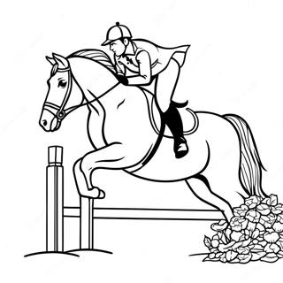 Elegant Equestrian Horse Jumping Coloring Page 12548-10437