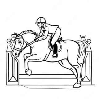 Elegant Equestrian Horse Jumping Coloring Page 12548-10438