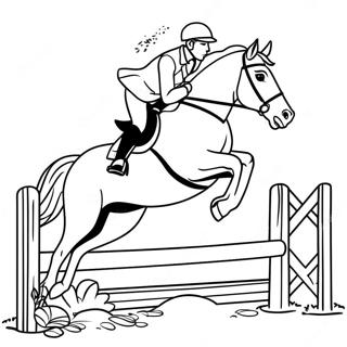 Elegant Equestrian Horse Jumping Coloring Page 12548-10439