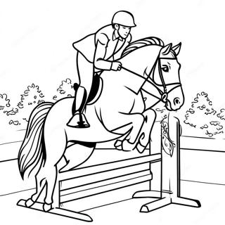 Elegant Equestrian Horse Jumping Coloring Page 12548-10440