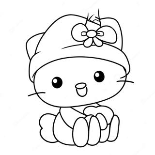 Hello Kitty In Santa Hat Coloring Page 12628-10512