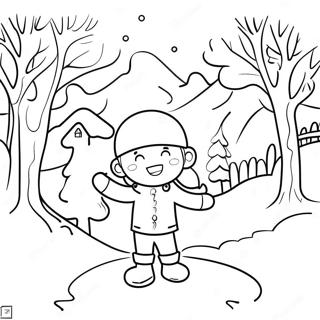 Adorable January Winter Scene Coloring Page 12648-10525