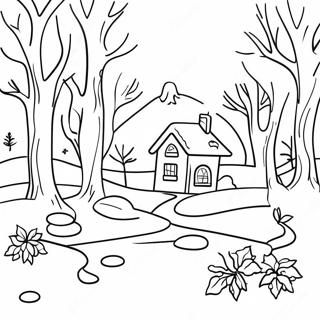 Adorable January Winter Scene Coloring Page 12648-10527