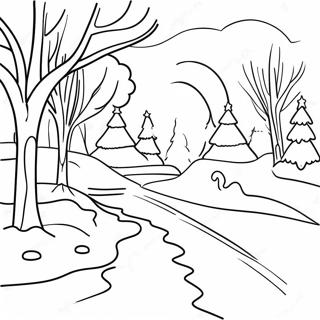 Adorable January Winter Scene Coloring Page 12648-10528