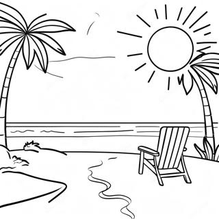 Sunny Florida Beach Scene Coloring Page 12858-10690