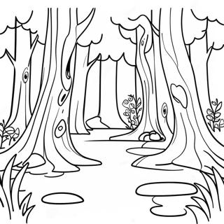 Mysterious Forest Scene Coloring Page 12958-10771