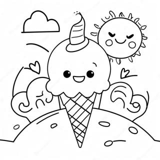 Sunny Day With Ice Cream Coloring Page 12-14