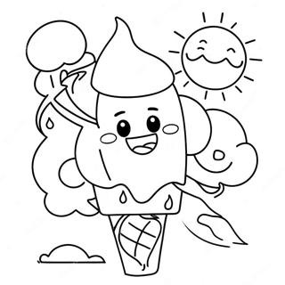 Sunny Day With Ice Cream Coloring Page 12-15