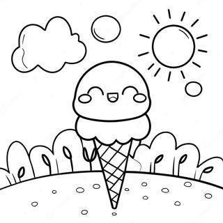 Sunny Day With Ice Cream Coloring Page 12-16