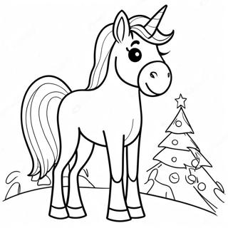 Christmas Horse Coloring Page 13007-10807