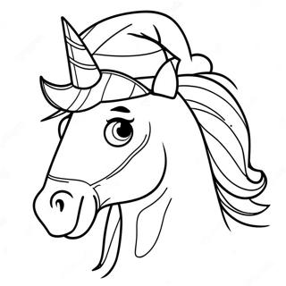 Festive Horse With Santa Hat Coloring Page 13008-10809