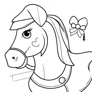 Festive Horse With Santa Hat Coloring Page 13008-10810