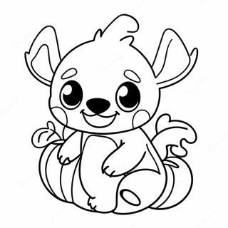 Cute Stitch In A Pumpkin Coloring Page 13018-10820