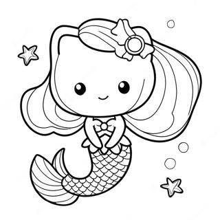 Cute Hello Kitty Mermaid With Starfish Coloring Page 13048-10842