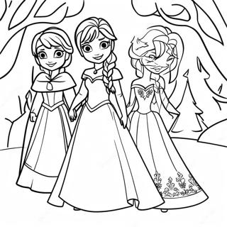 Frozen Princesses In Winter Wonderland Coloring Page 13058-10849