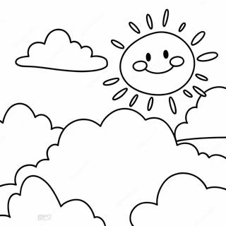 Sunny Blue Sky With Fluffy Clouds Coloring Page 13088-10873