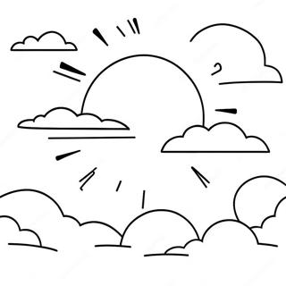 Sunny Blue Sky With Fluffy Clouds Coloring Page 13088-10875