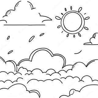 Sunny Blue Sky With Fluffy Clouds Coloring Page 13088-10876