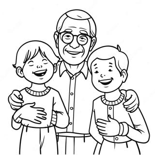 Heartwarming Grandpa With Grandkids Coloring Page 13158-10929