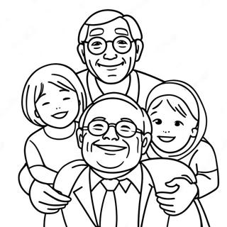 Heartwarming Grandpa With Grandkids Coloring Page 13158-10930