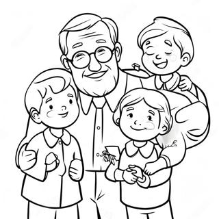 Heartwarming Grandpa With Grandkids Coloring Page 13158-10931