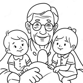 Heartwarming Grandpa With Grandkids Coloring Page 13158-10932