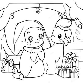 Anime Christmas Scene Coloring Page 13167-10936