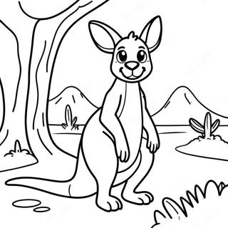 Cute Kangaroo In The Outback Coloring Page 13178-10946