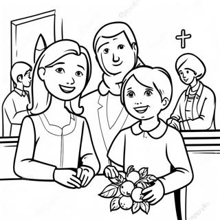 Thankful Family At Church Coloring Page 13198-10961