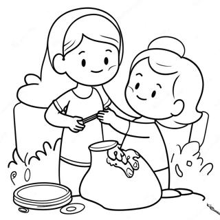 Caring Friends Helping Each Other Coloring Page 13258-11010