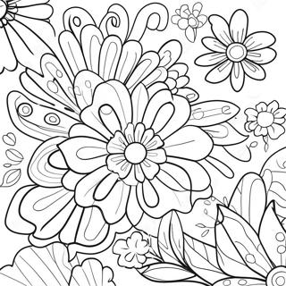 Vibrant Pop Art Flowers Coloring Page 13278-11025