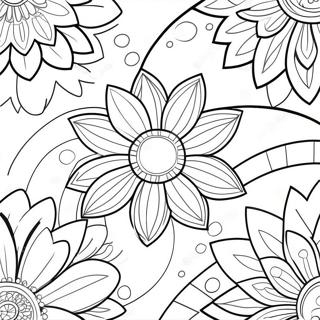 Vibrant Pop Art Flowers Coloring Page 13278-11026