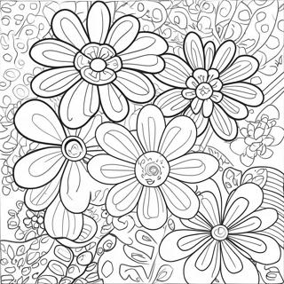 Vibrant Pop Art Flowers Coloring Page 13278-11028