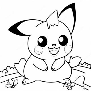 Cute Pichu Playing With Friends Coloring Page 13288-11034