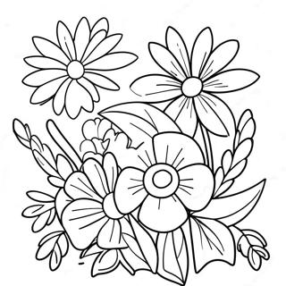 Colorful May Day Flowers Coloring Page 13298-11044