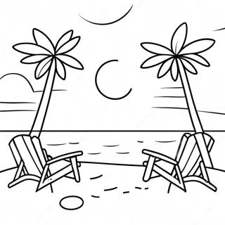 Bright Sunny Beach Scene Coloring Page 13308-11049